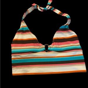 Hobie Y2K Multicolor‎ Tankini Striped Halter Bikini Top